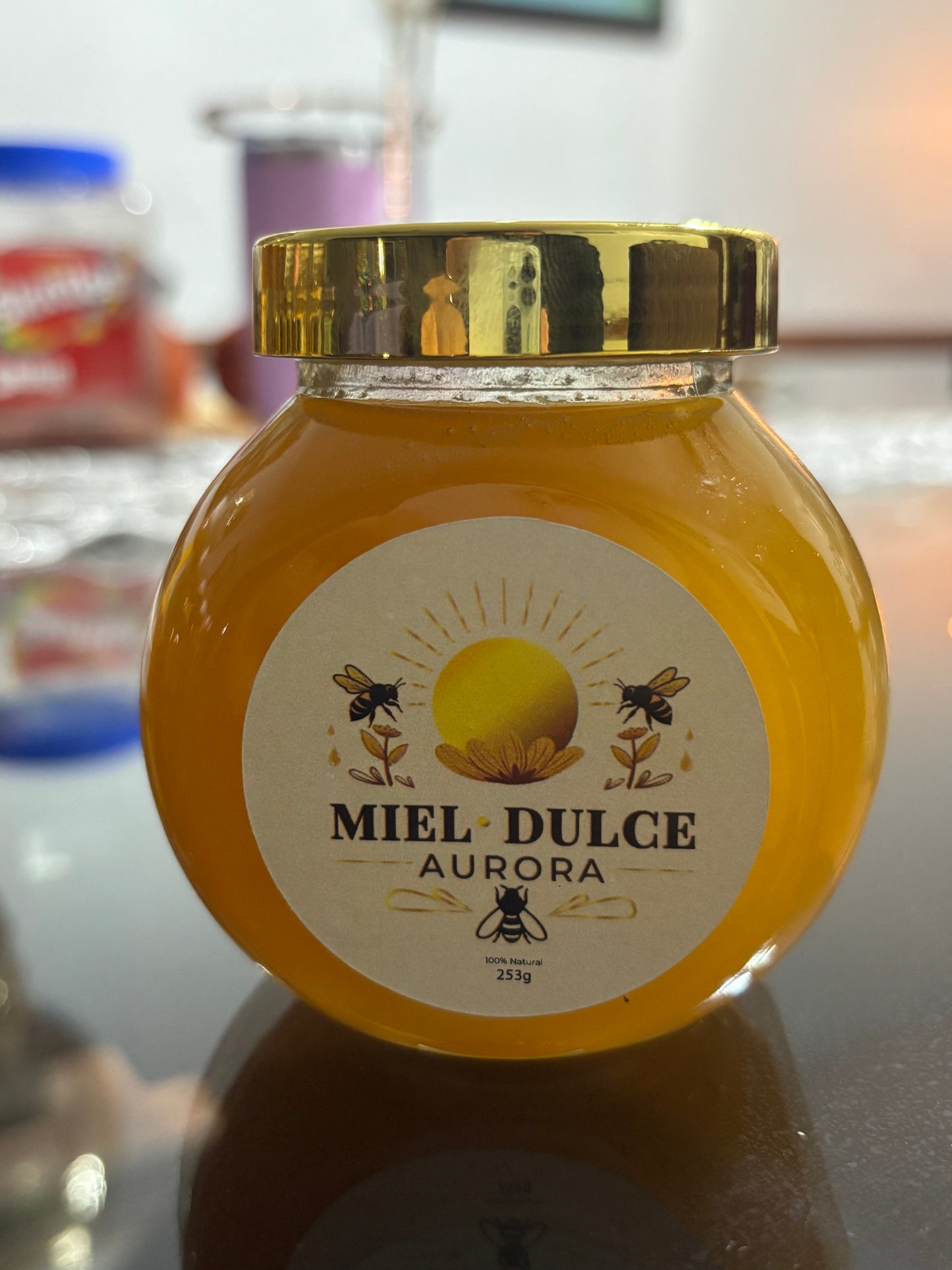 Tarro Vidrio de Miel Dulce Aurora 255g 100% Natural